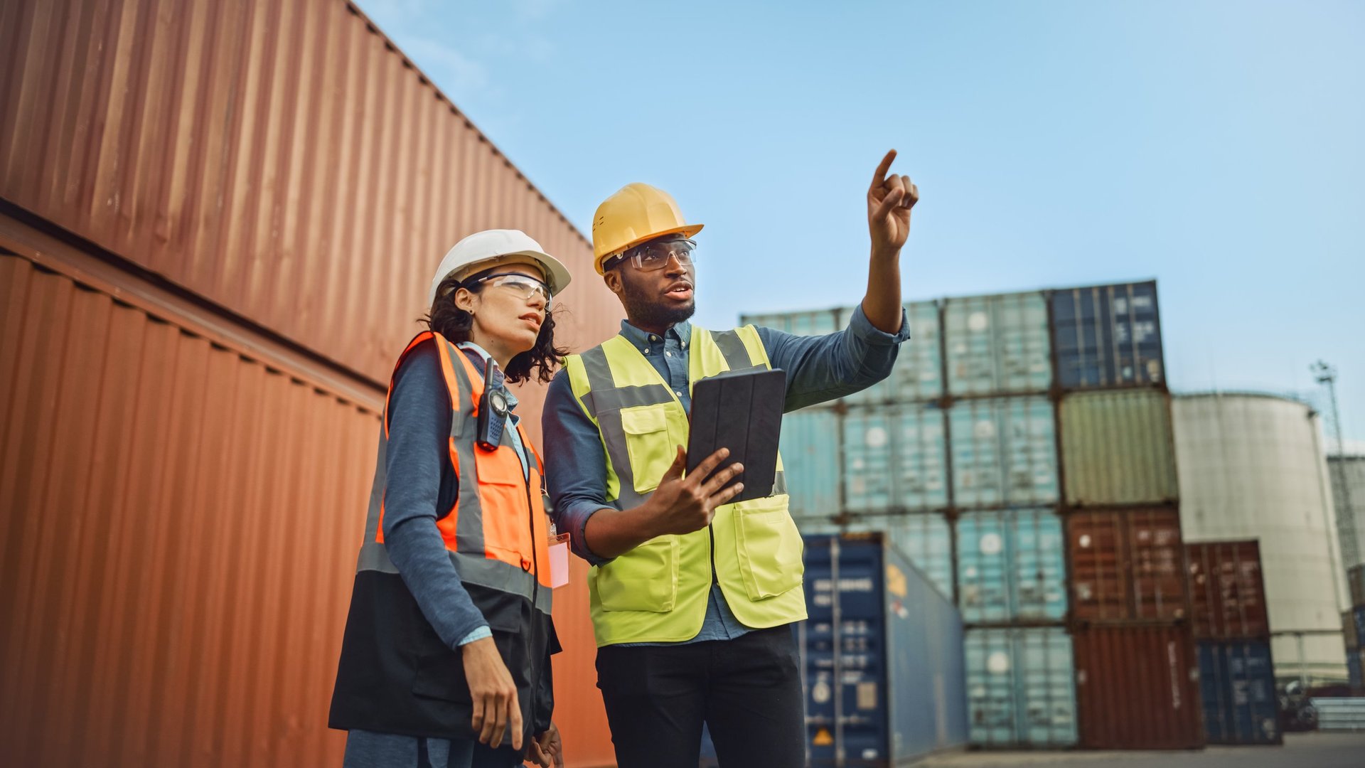 Black African industrial worker in safety gear