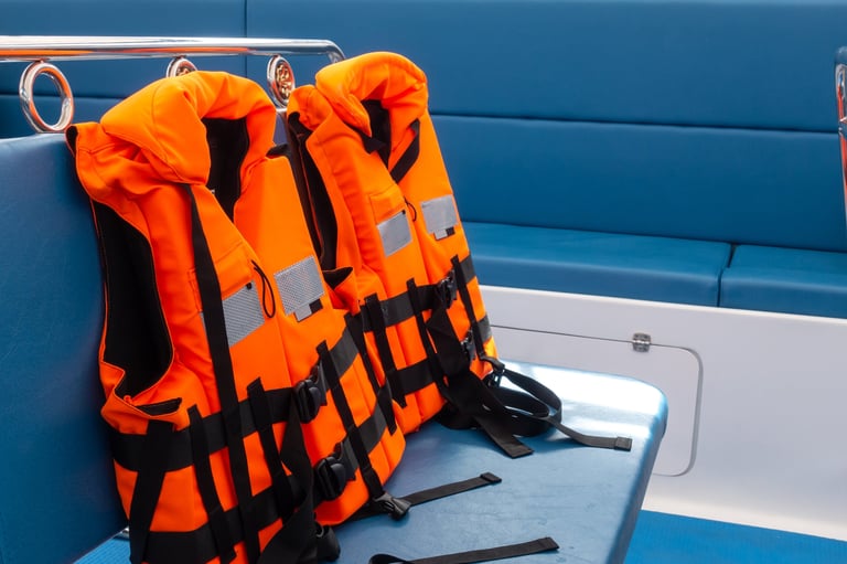 Life jacket in speed boat