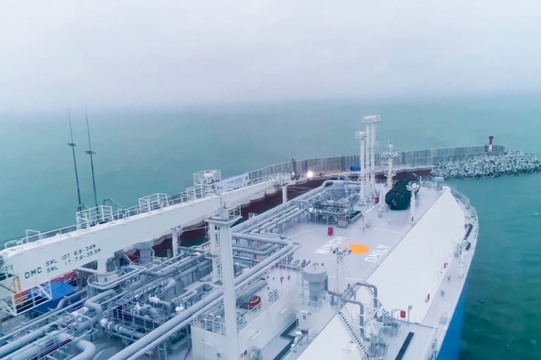 Fire fighting piping and valves on a tanker deck