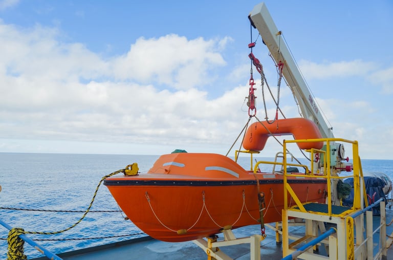 Rescue boat on ship deck
